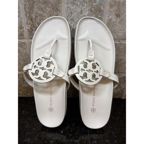 NWOB Tory Burch Miller Cloud Soft Leather Sandal Women's 11 White With Bag - Picture 2 of 4